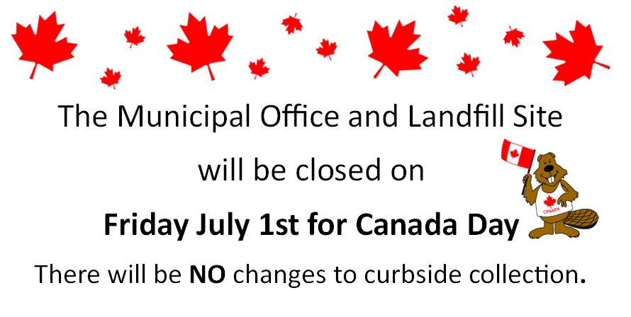 The office willl be closed July 1. There will be no changes to curbside pickup