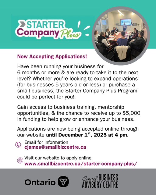 Starter Company Plus applications open Winter 2026 intake